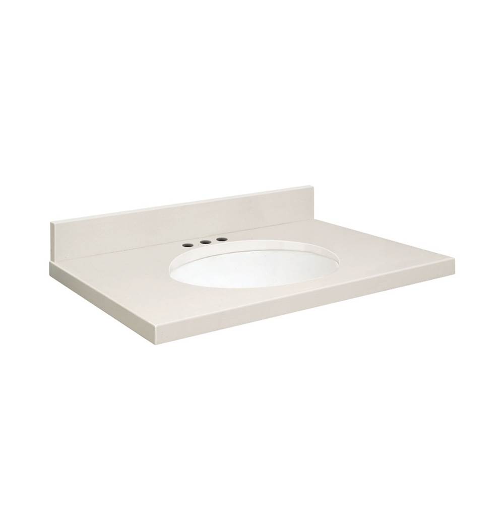 Transolid Quartz 31-in x 22-in Bathroom Vanity Top with Eased Edge, 8-in Centerset, and White Bowl in Milan White Top, White Bowl