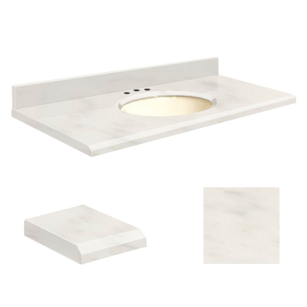 Transolid Quartz 31-in x 22-in Bathroom Vanity Top with Beveled Edge, 8-in Contour, and Biscuit Bowl in Antique White Top, Biscuit Bowl
