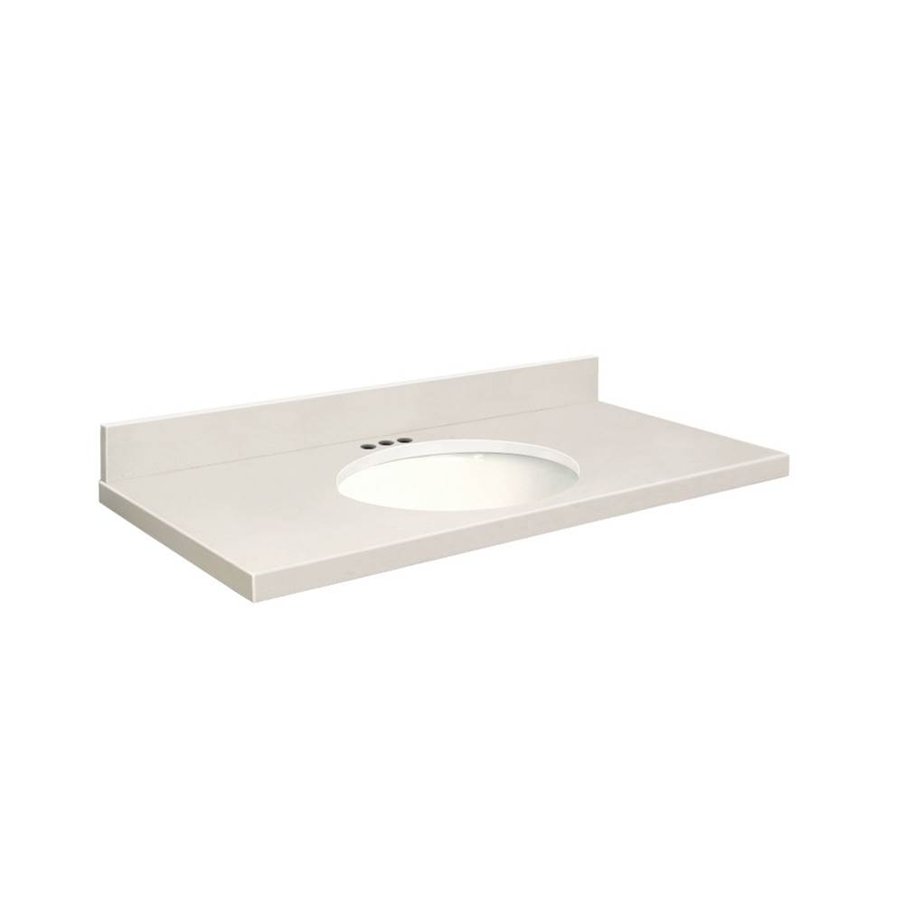 Transolid Quartz 43-in x 22-in Bathroom Vanity Top with Eased Edge, 4-in Centerset, and White Bowl in Milan White Top, White Bowl