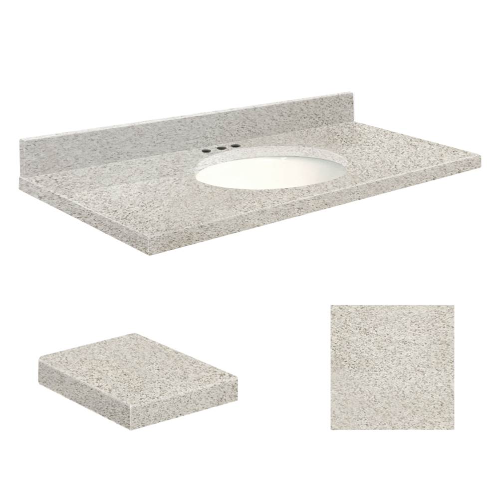 Transolid Quartz 49-in x 19-in Bathroom Vanity Top with Eased Edge, 8-in Centerset, and White Bowl in Portage Pass Top, White Bowl