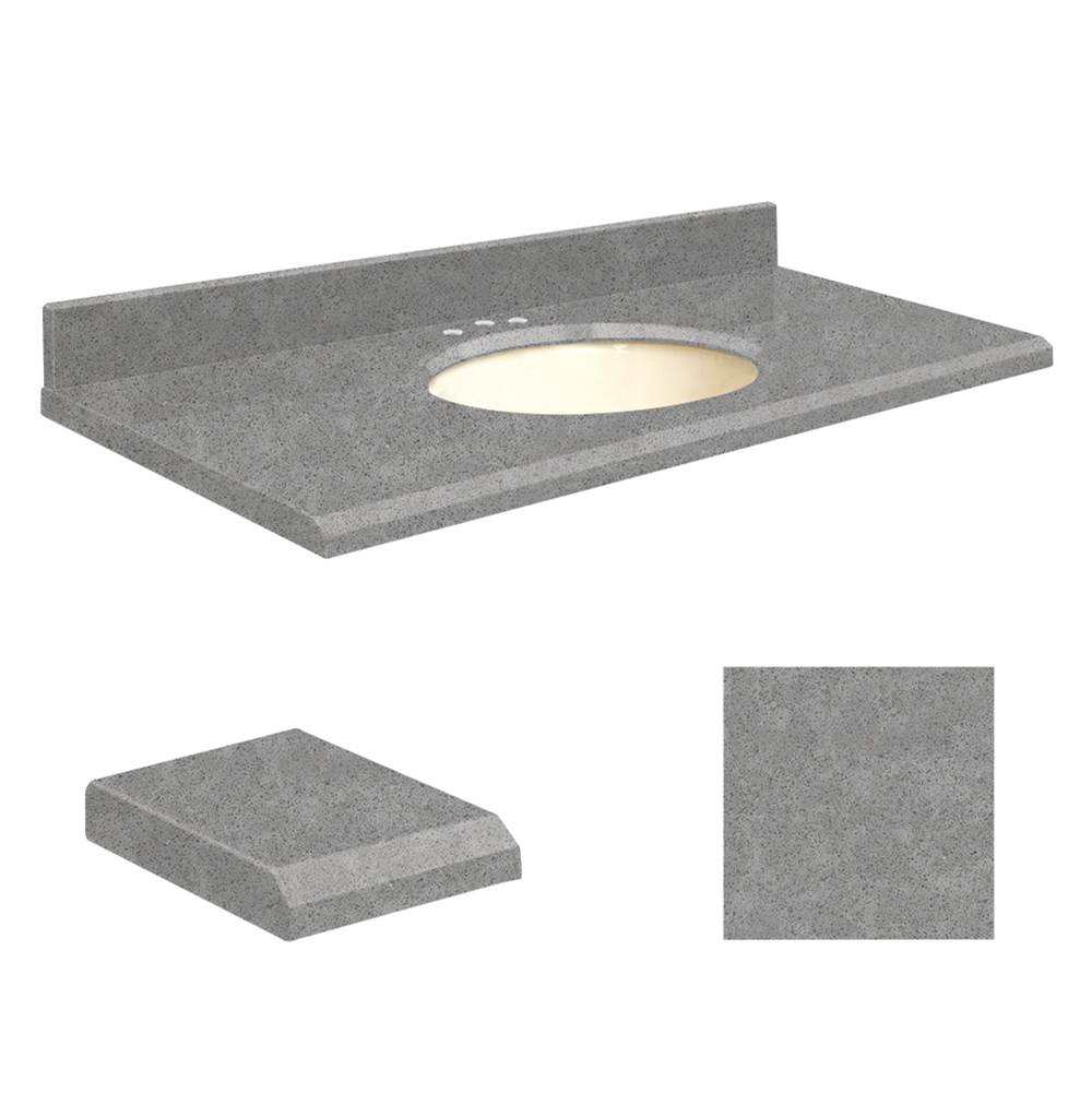 Transolid Quartz 49-in x 22-in Bathroom Vanity Top with Beveled Edge, 8-in Contour, and Biscuit Bowl in Urban Grey Top, Biscuit Bowl