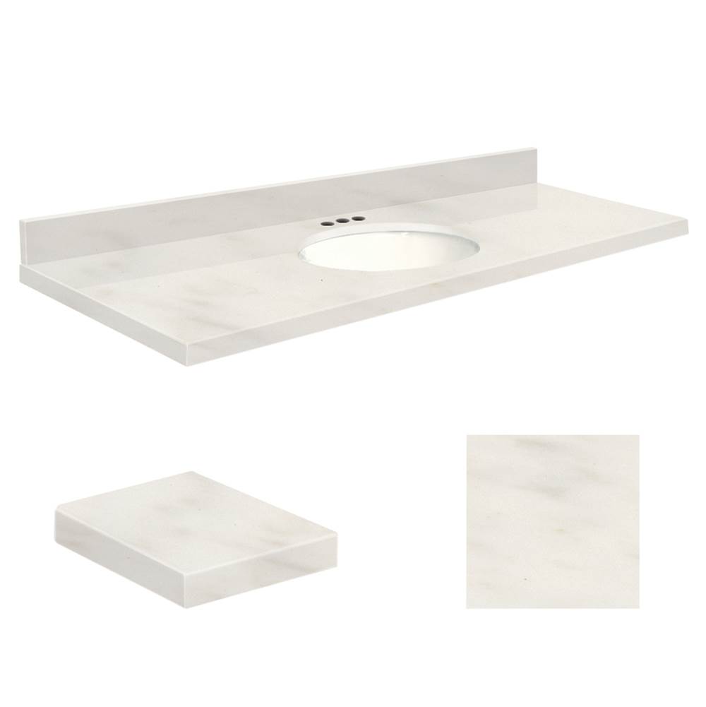 Transolid Quartz 61-in x 22-in Bathroom Vanity Top with Eased Edge, 4-in Centerset, and White Bowl in Antique White Top, White Bowl