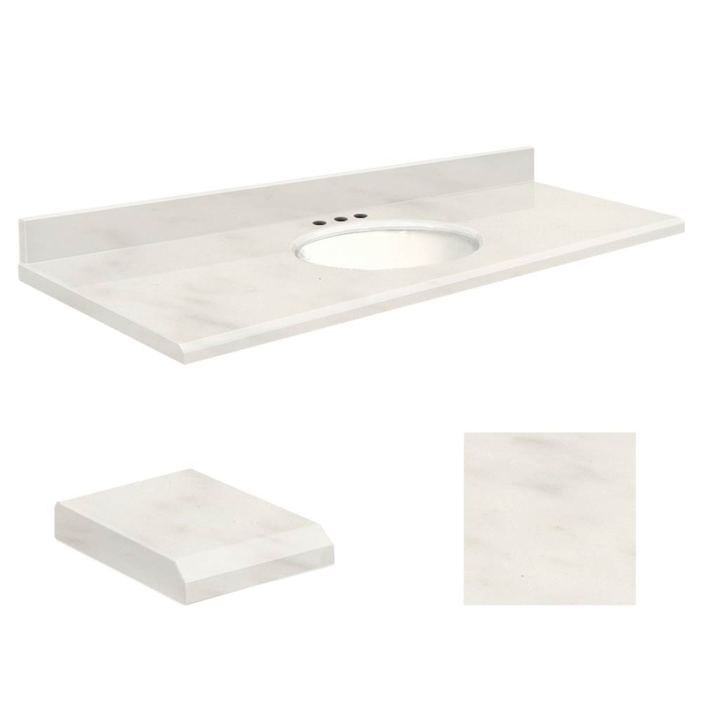 Transolid Quartz 61-in x 22-in Bathroom Vanity Top with Beveled Edge, 8-in Centerset, and White Bowl in Antique White Top, White Bowl