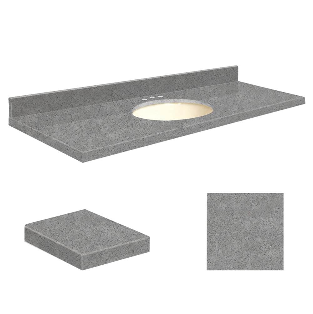 Transolid Quartz 61-in x 22-in Bathroom Vanity Top with Eased Edge, 8-in Contour, and Biscuit Bowl in Urban Grey Top, Biscuit Bowl