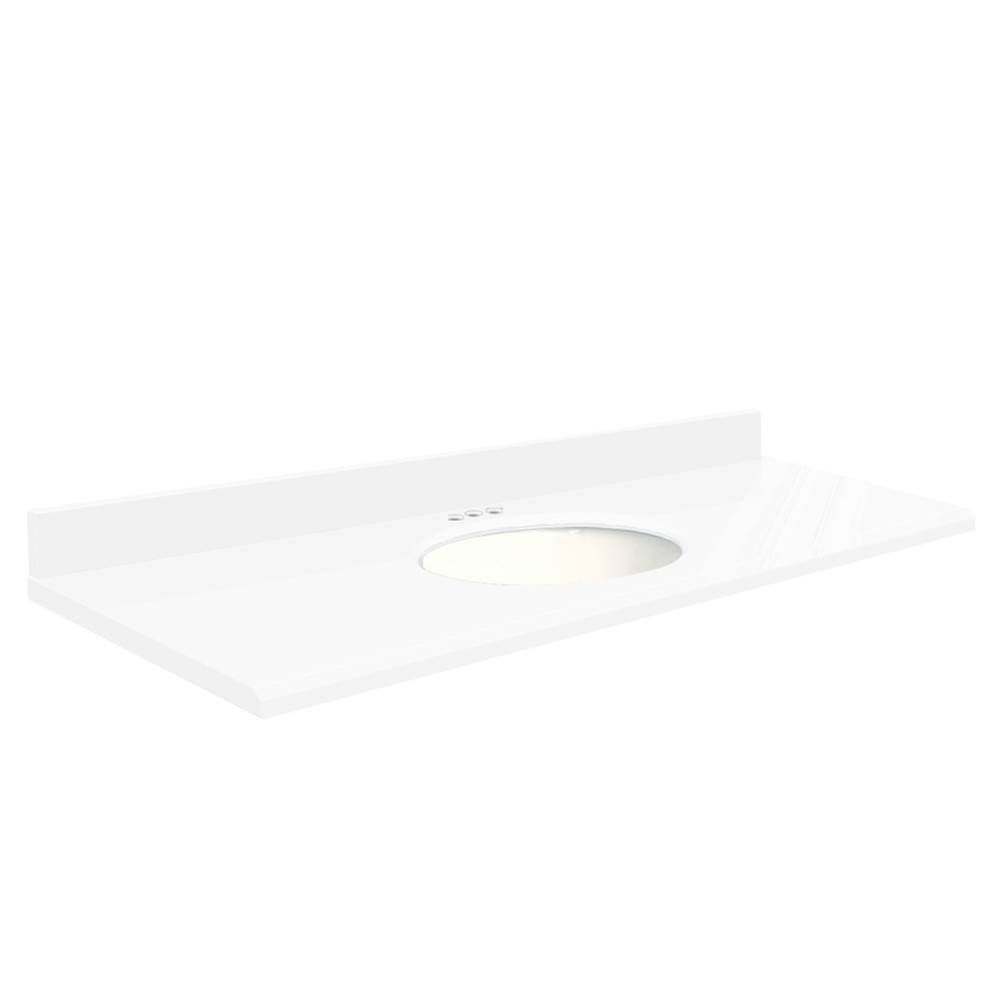 Transolid Quartz 61-in x 22-in Bathroom Vanity Top with Beveled Edge, 4-in Centerset, and White Bowl in Nano Crystal Top, White Bowl