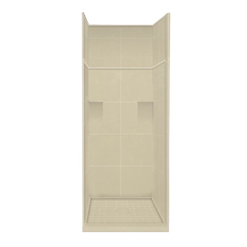 Transolid Studio 36-in x 36-in x 99-in Solid Surface Alcove Shower Kit with Extension in Almond Sky