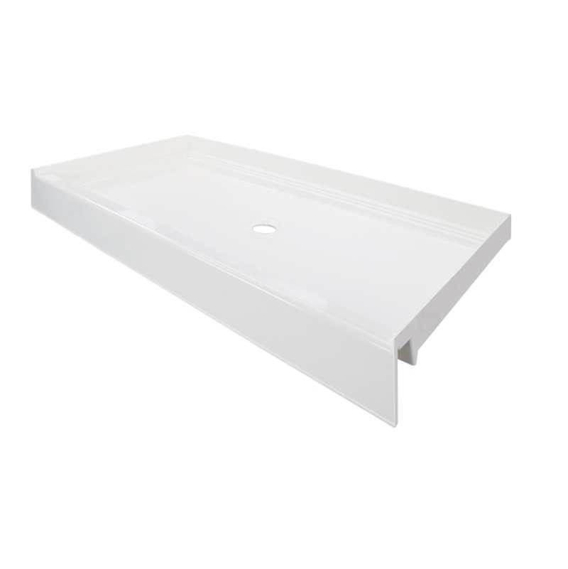 Transolid T3 60 x 34 Single Threshold Shower Base with Center Drain in White