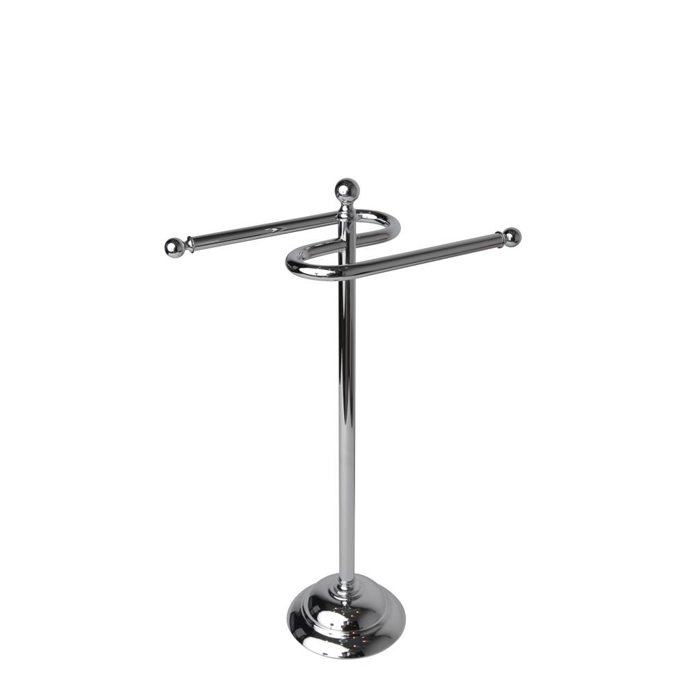 Valsan Essentials Unlacquered Brass Free Standing Double Guest Towel Holder