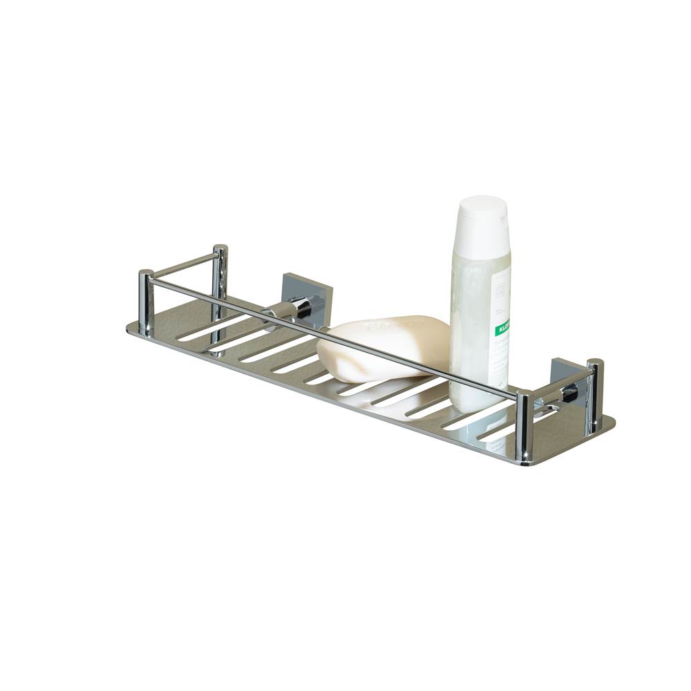 Valsan Essentials Matte Black Rectangular Shower Shelf With Square Backplates 11 3/4'' X 2 1/2''
