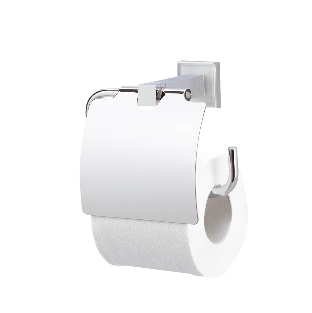 Valsan Cubis-Plus Chrome Toilet Roll Holder W/Lid