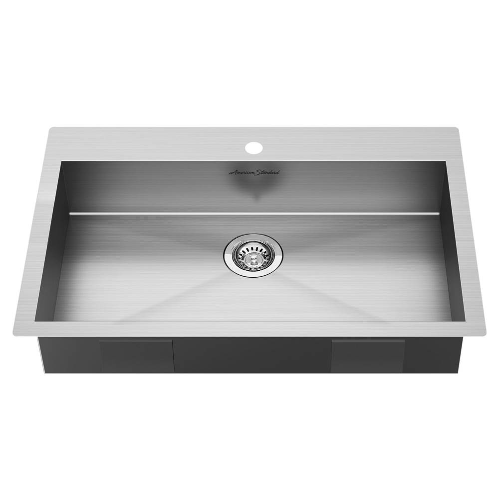 American Standard Edgewater® 33 x 22-Inch Stainless Steel 1-Hole Dual Mount Single-Bowl ADA Kitchen Sink