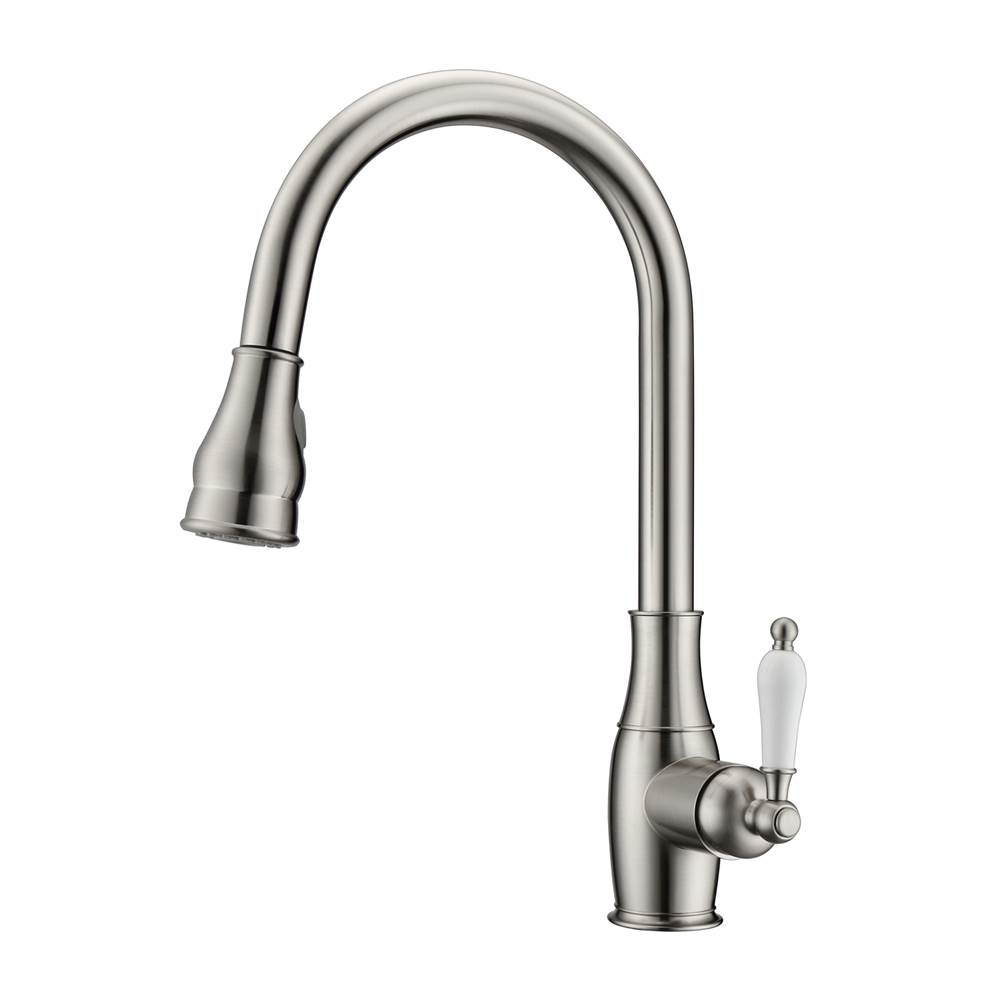 Barclay Caryl Kitchen Faucet,Pull-OutSpray, Porcelain Handles, BN