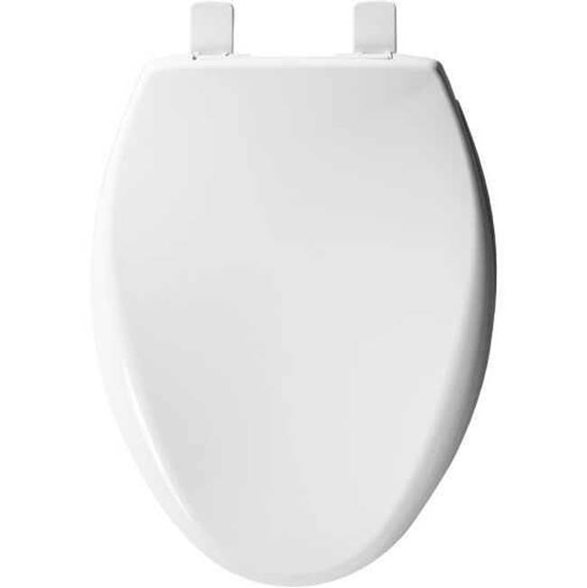 Bemis Elongated Plastic Toilet Seat Cotton White Never Loosens Removes for Cleaning Slow-Close Adjustable with Extra Stability