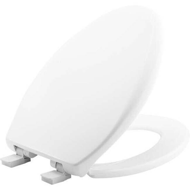 Bemis Elongated Plastic Toilet Seat White Never Loosens Removes for Cleaning Slow-Close Adjustable with Extra Stability