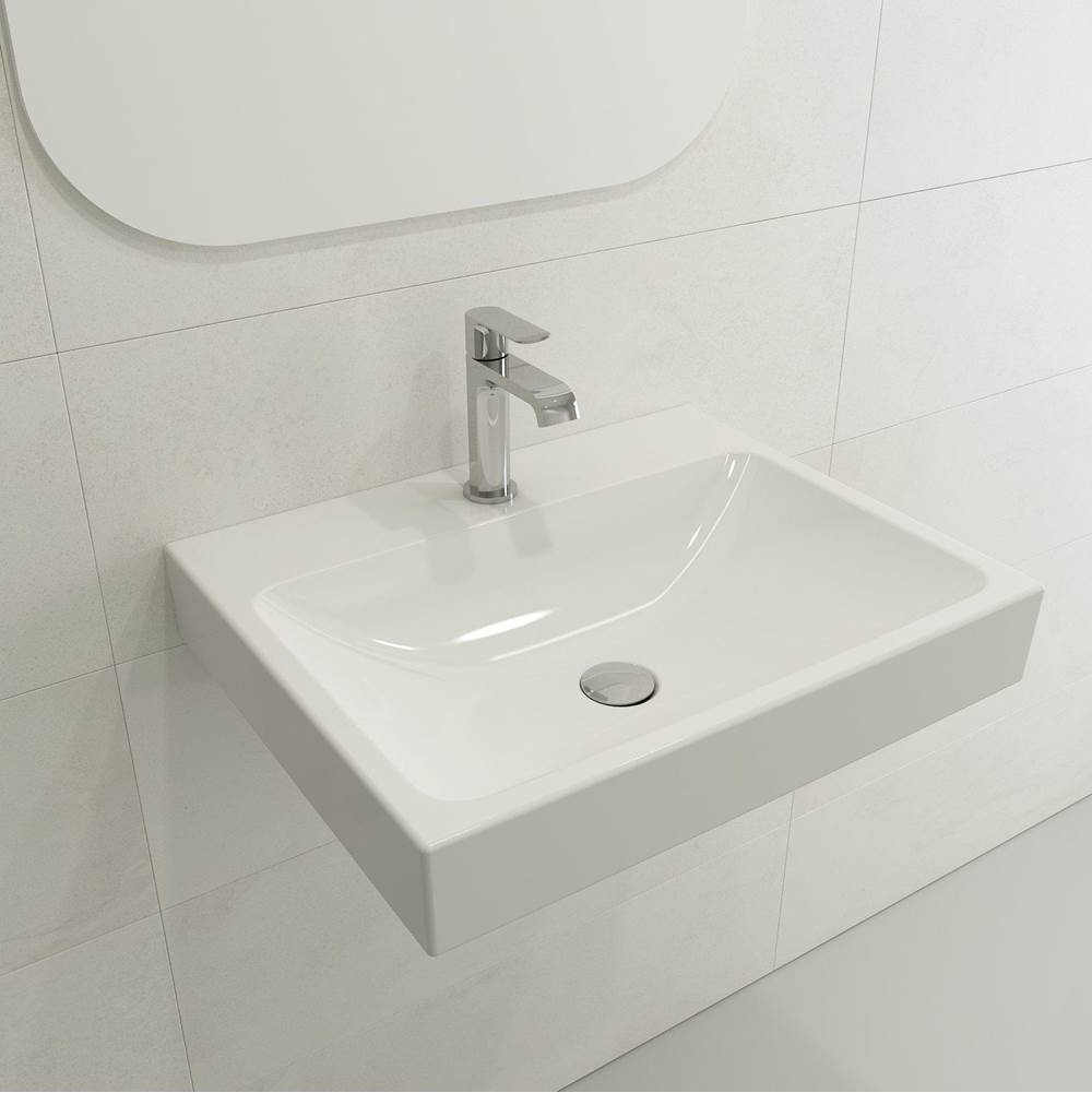 BOCCHI Scala Arch Wall-Mounted Sink Fireclay 23.75 in. 1-Hole in White