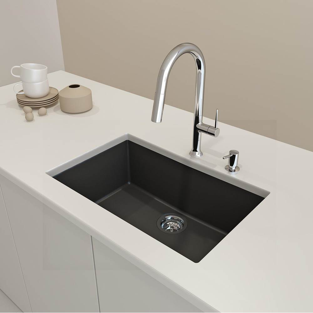 BOCCHI Campino Uno Dual-Mount 27''. Single Bowl Granite Composite Kitchen Sink in Matte Black