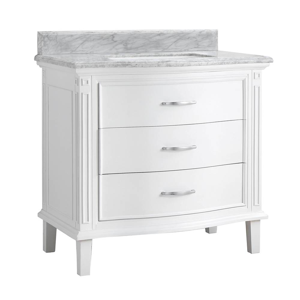 Cahaba Designs Mira 36 in. Vanity in White with Engineered Stone Top and Ceramic Basin