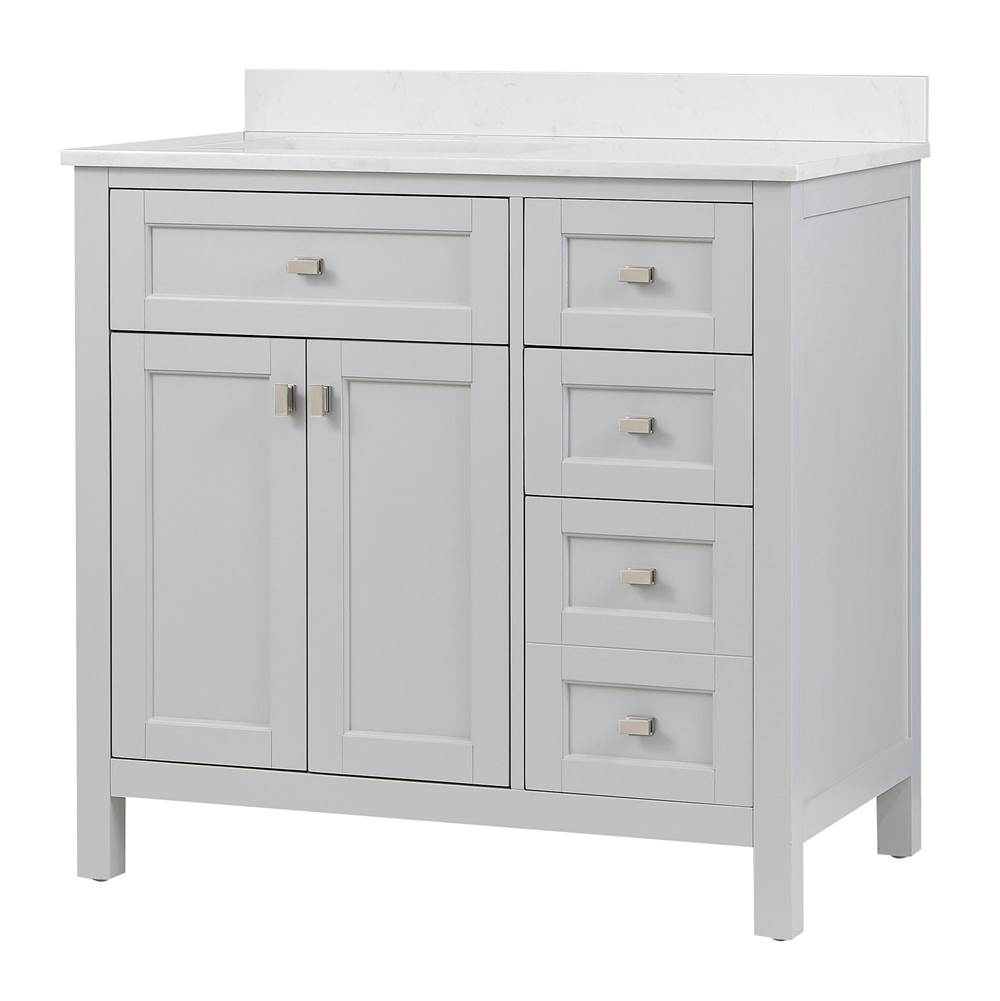 Cahaba Designs Juniper 36 in. Vanity in Dove Gray with Engineered Stone Top and Ceramic Basin