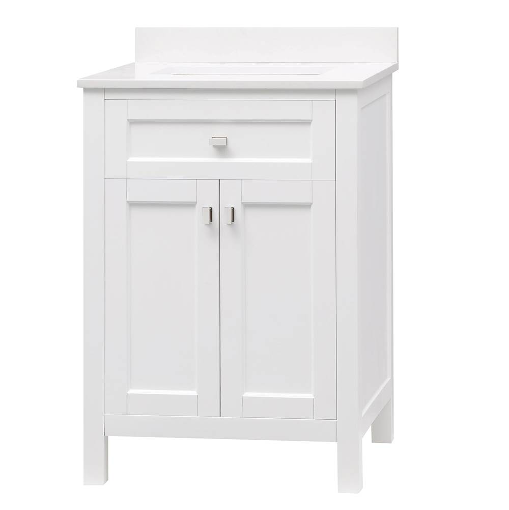 Cahaba Designs Juniper 24 in. Vanity in White with Engineered Stone Top and Ceramic Basin