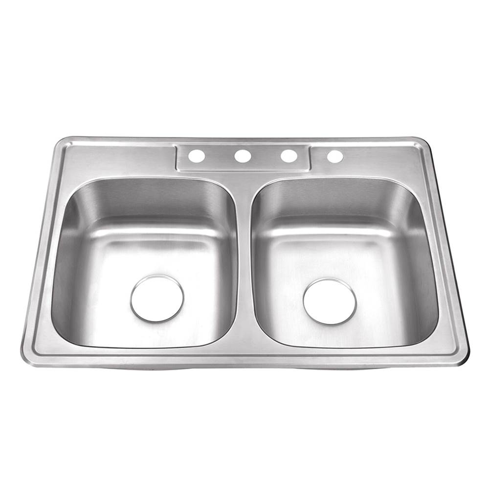 Cahaba Designs Drop-In 33 in. 50/50 Bowl 20 Ga. Stainless Steel Kitchen Sink