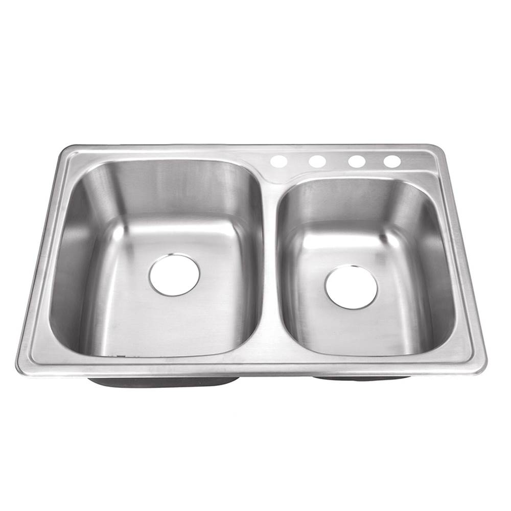Cahaba Designs Drop-In 33-1/8 in. 60/40 Bowl 20 Ga. Stainless Steel Kitchen Sink