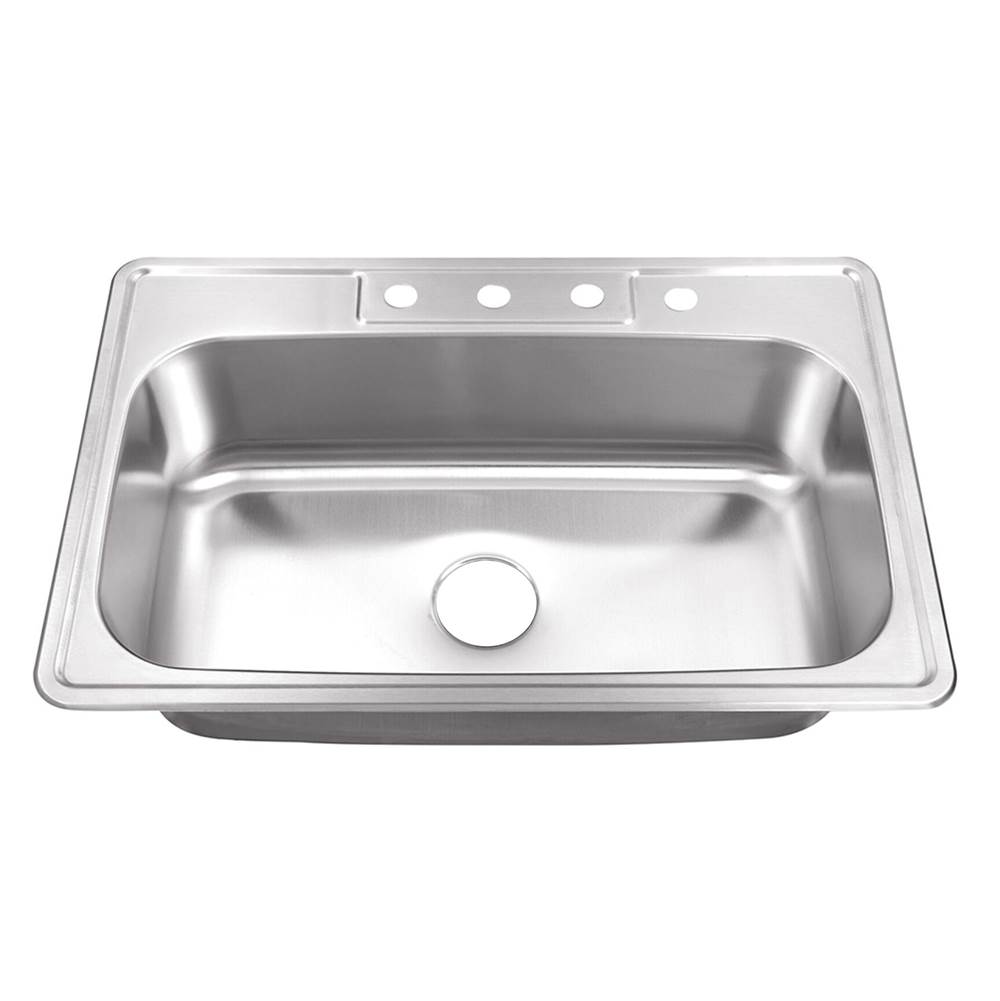 Cahaba Designs Drop-In 33 in. Single Bowl 20 Ga. Stainless Steel Kitchen Sink