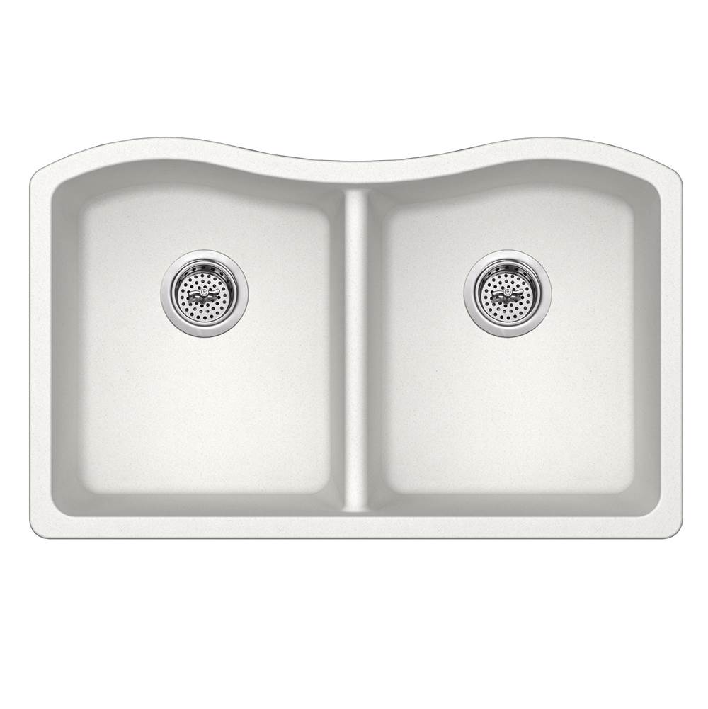 Cahaba Designs Undermount 32-1/2 in. x 20 in. 50/50 Bowl Quartz Kitchen Sink in Alpine White