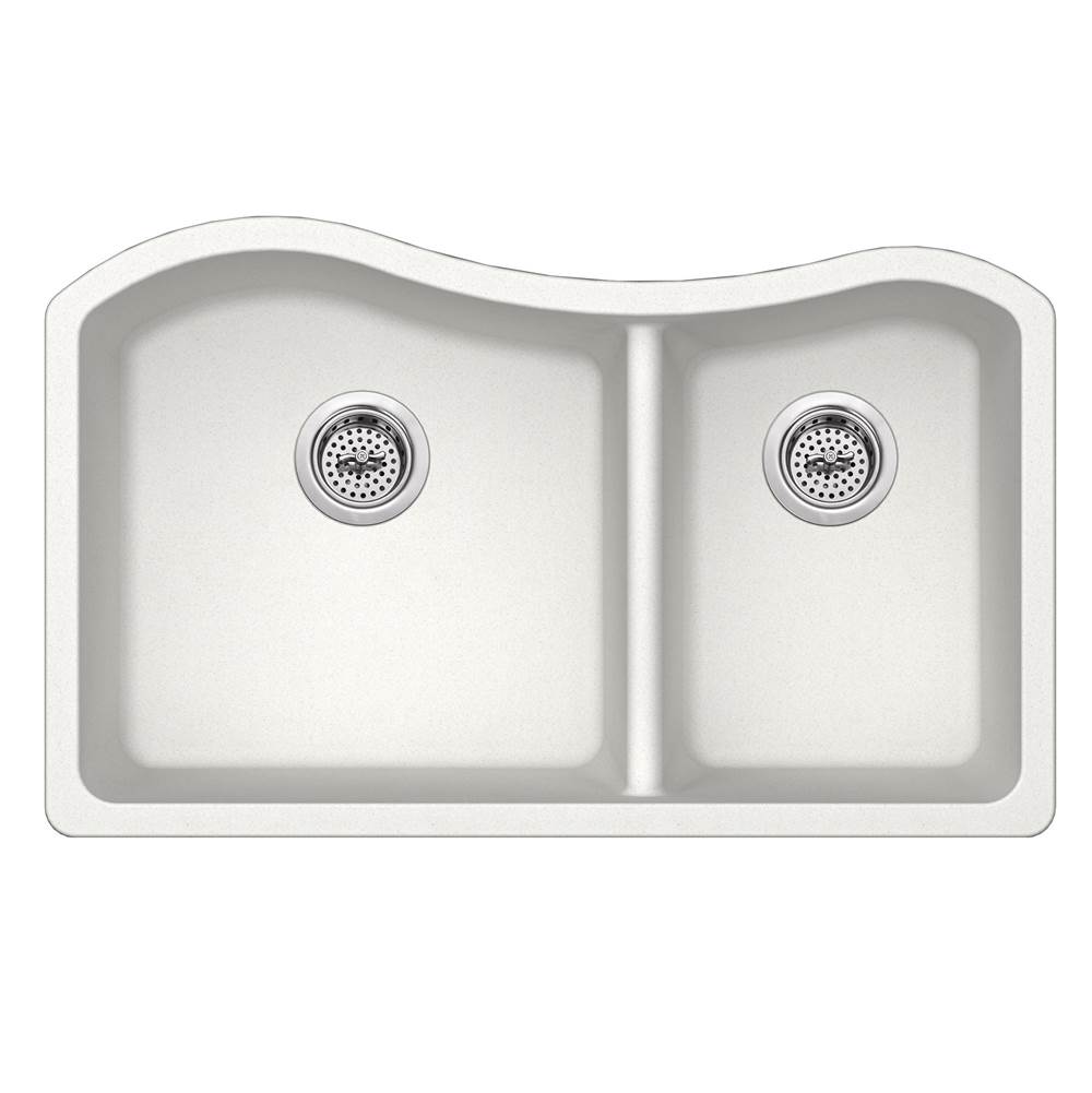 Cahaba Designs Undermount 32-1/2 in. x 20 in. 60/40 Bowl Quartz Kitchen Sink in Alpine White