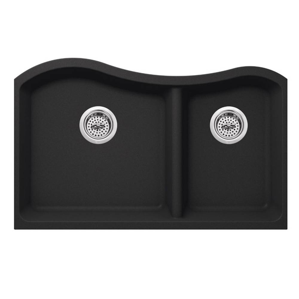 Cahaba Designs Undermount 32-1/2 in. x 20 in. 60/40 Bowl Quartz Kitchen Sink in Onyx Black
