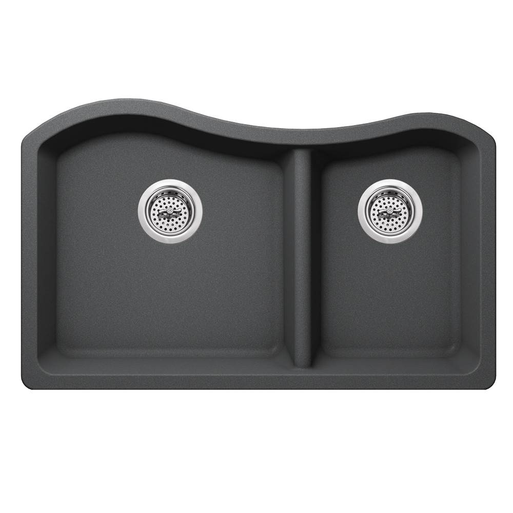 Cahaba Designs Undermount 32-1/2 in. x 20 in. 60/40 Bowl Quartz Kitchen Sink in Gray