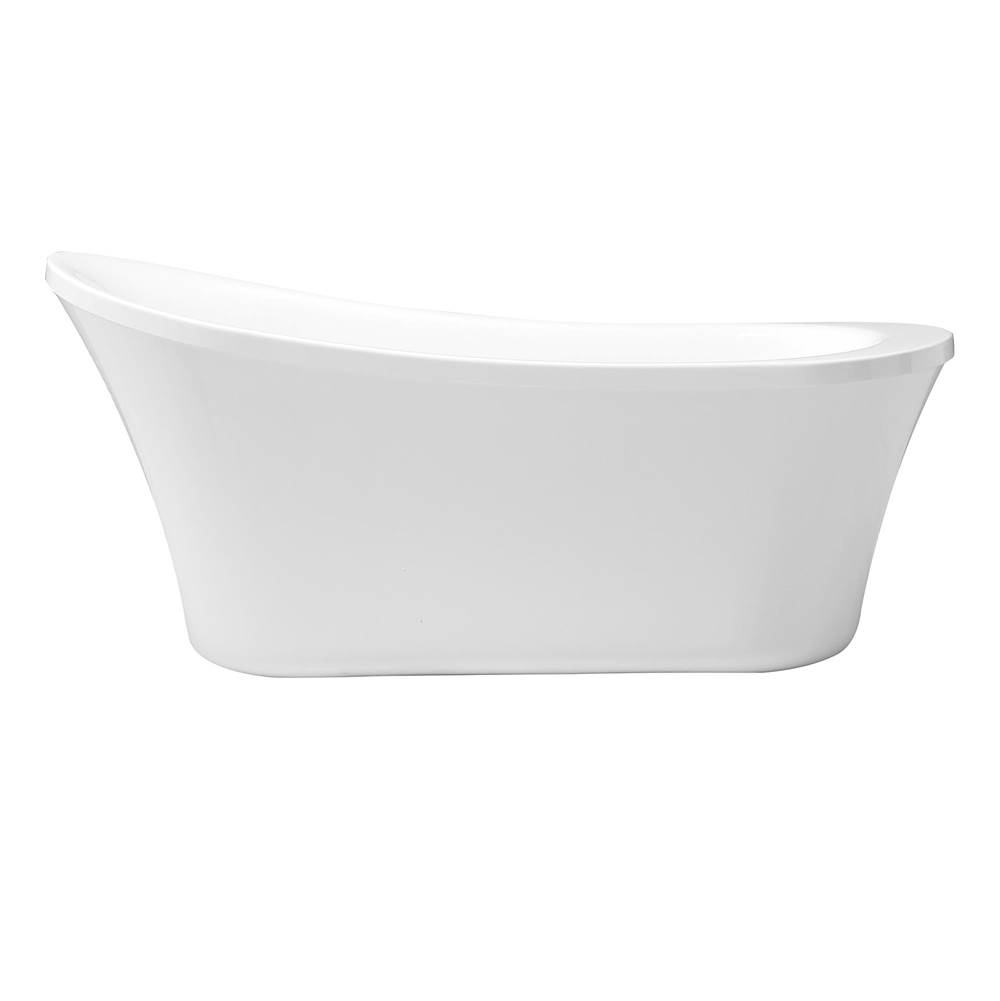 Cahaba Designs Zeya 65 in. Freestanding Acrylic Tub in Glossy White with White Drain