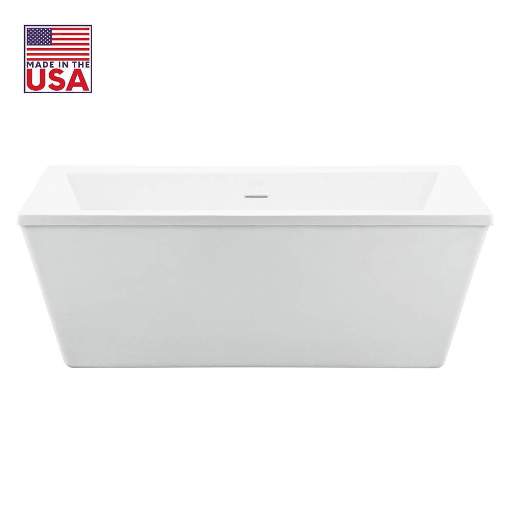 Cahaba Designs Logan 60 in. Freestanding Acrylic Tub in Glossy White with White Drain