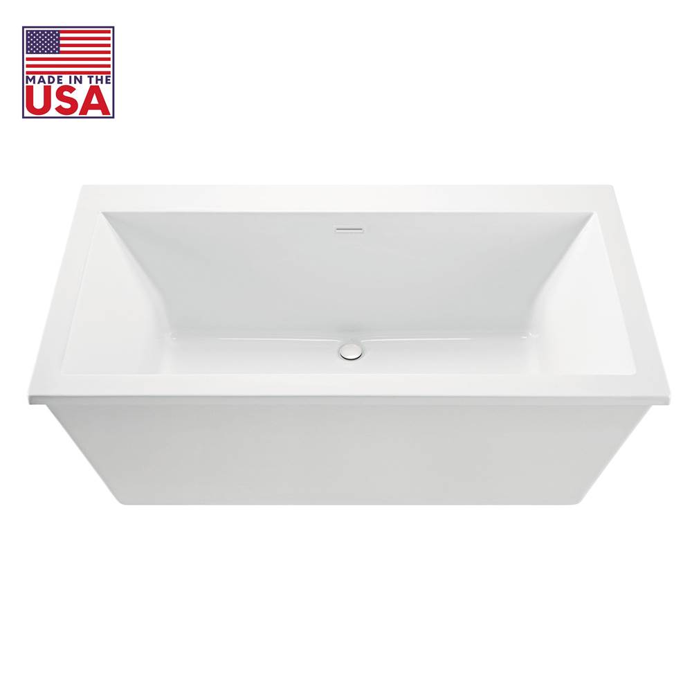 Cahaba Designs Logan 66 in. Freestanding Acrylic Tub in Glossy White with White Drain