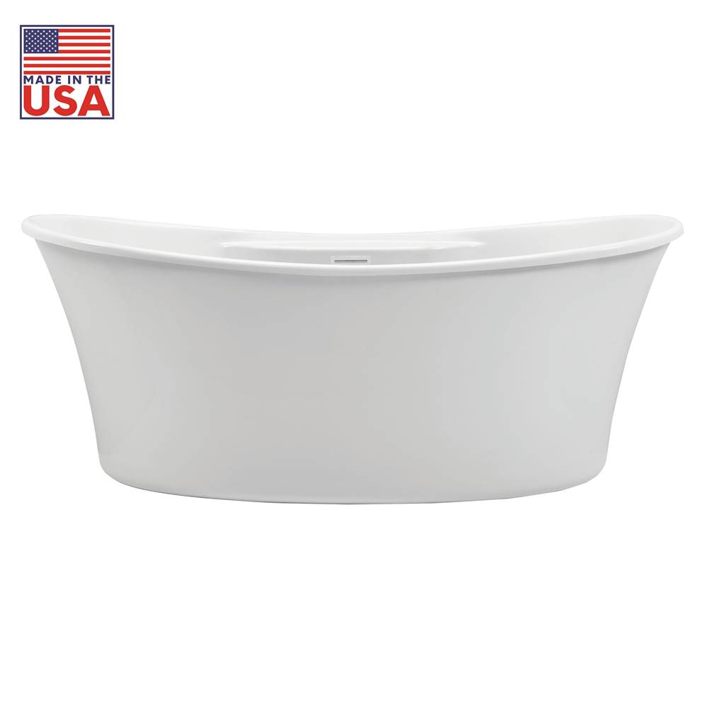 Cahaba Designs Martin 60 in. Freestanding Acrylic Tub in Glossy White with White Drain