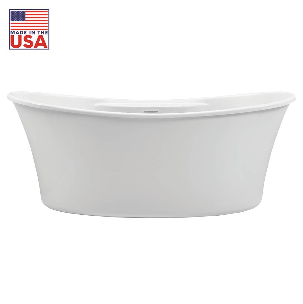 Cahaba Designs Martin 66-1/2 in. Freestanding Acrylic Tub in Glossy White with White Drain