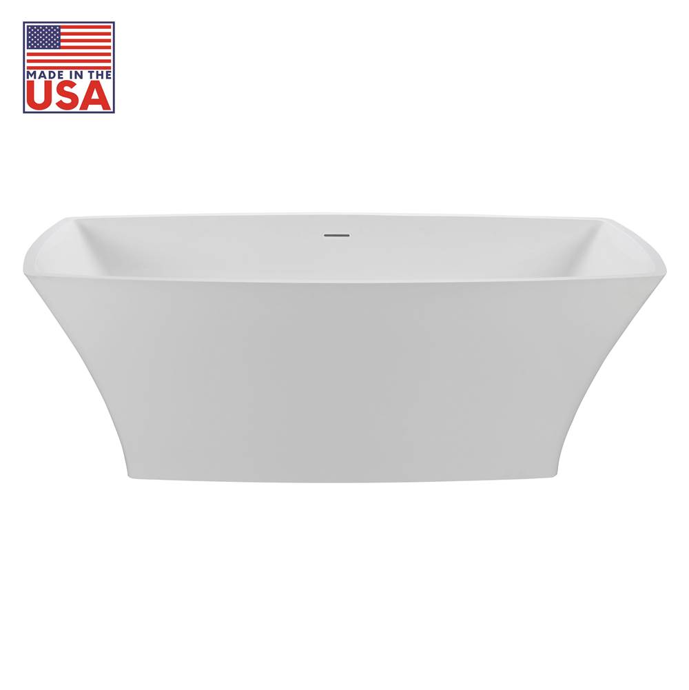 Cahaba Designs Weiss 65-1/2 in. Freestanding Mineral Composite Tub in Glossy White with White Drain