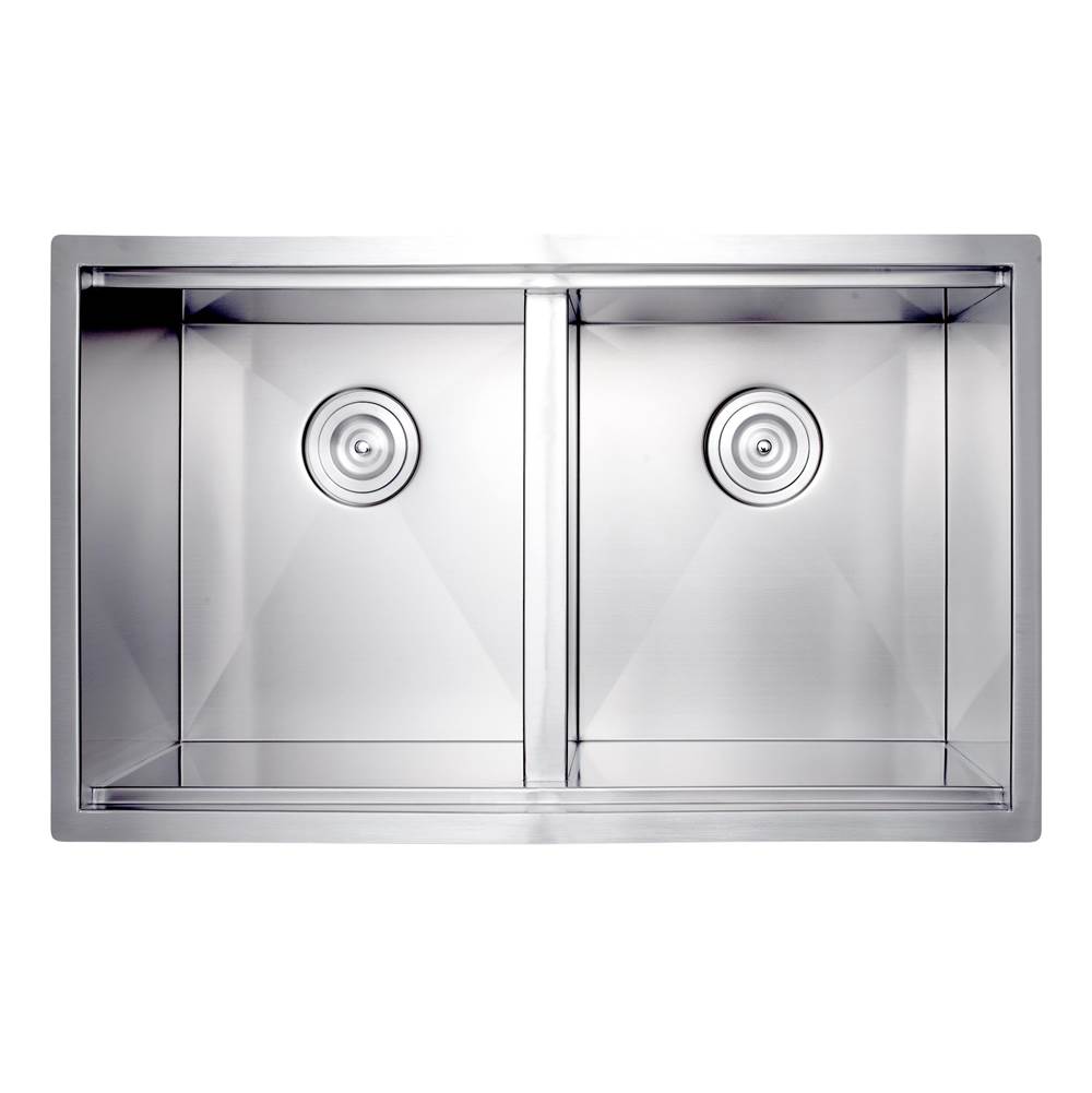 Cahaba Designs Undermount 32 in. 50/50 Ledge 16 Ga. Stainless Steel Kitchen Workstation