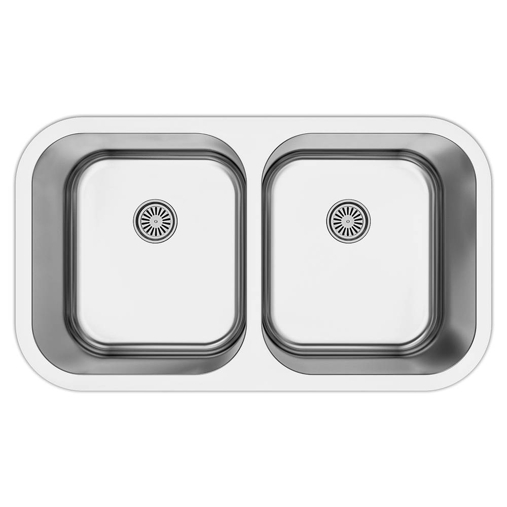 Cahaba Designs Undermount 32-1/4 in. 50/50 Bowl 16 Ga. Stainless Steel Kitchen Sink
