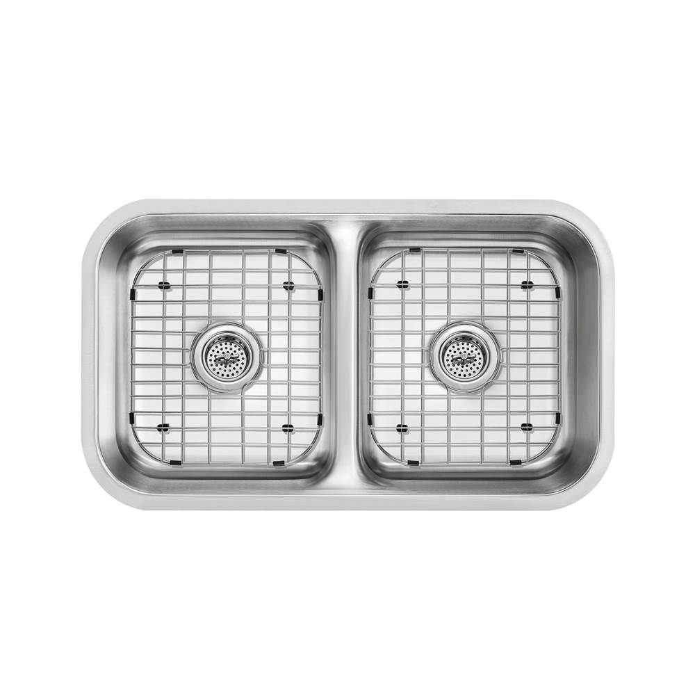 Cahaba Designs Undermount 32-1/4 in. 50/50 Bowl Low Divider 18 Ga. Stainless Steel Kitchen Sink
