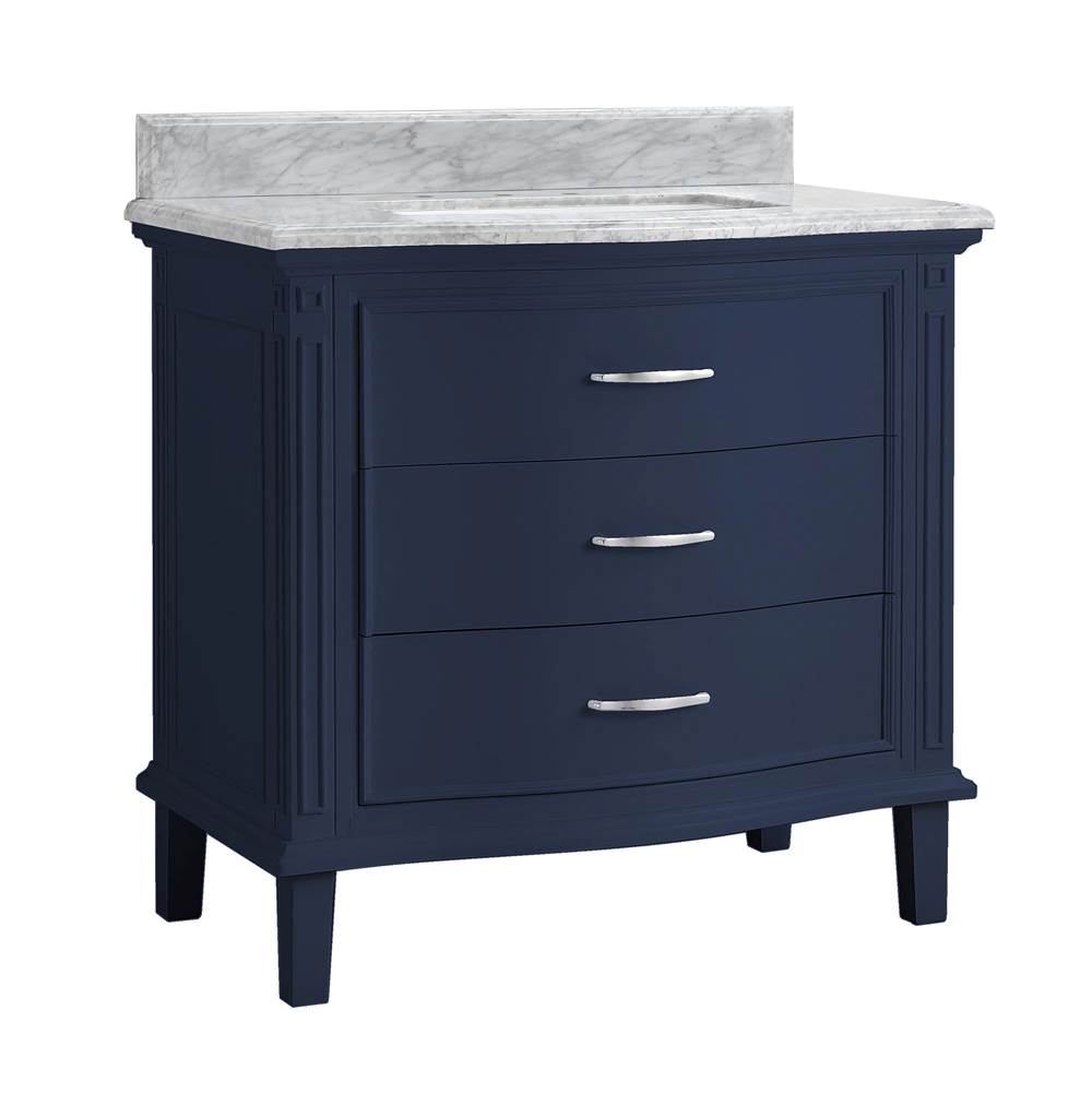 Cahaba Designs Mira 36 in. Vanity in Midnight Blue with Engineered Stone Top and Ceramic Basin