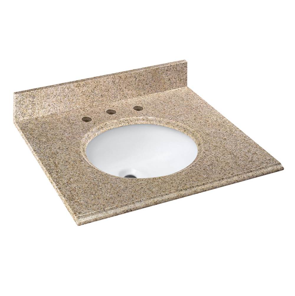 Cahaba Designs 25 in. x 22 in. Beige Granite Vanity Top with Oval Basin and 8 in. Faucet Spread