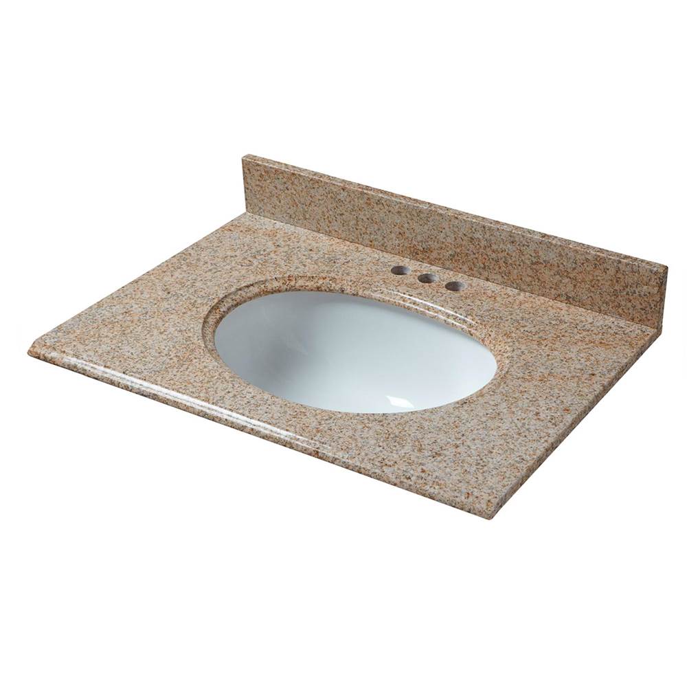 Cahaba Designs 25 in. x 22 in. Beige Granite Vanity Top with Oval Basin and 4 in. Faucet Spread