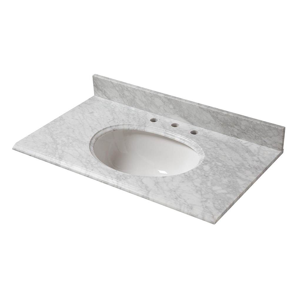 Cahaba Designs 25 in. x 22 in. Carrara Marble Vanity Top with Oval Basin and 8 in. Faucet Spread