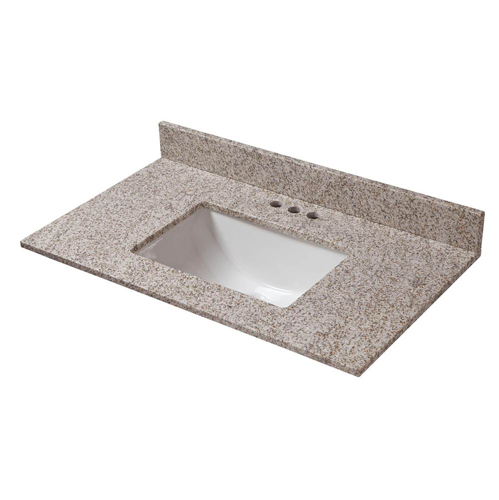 Cahaba Designs 25 in. x 19 in. Golden Hill Granite Vanity Top with Trough Basin and 4 in. Faucet Spread