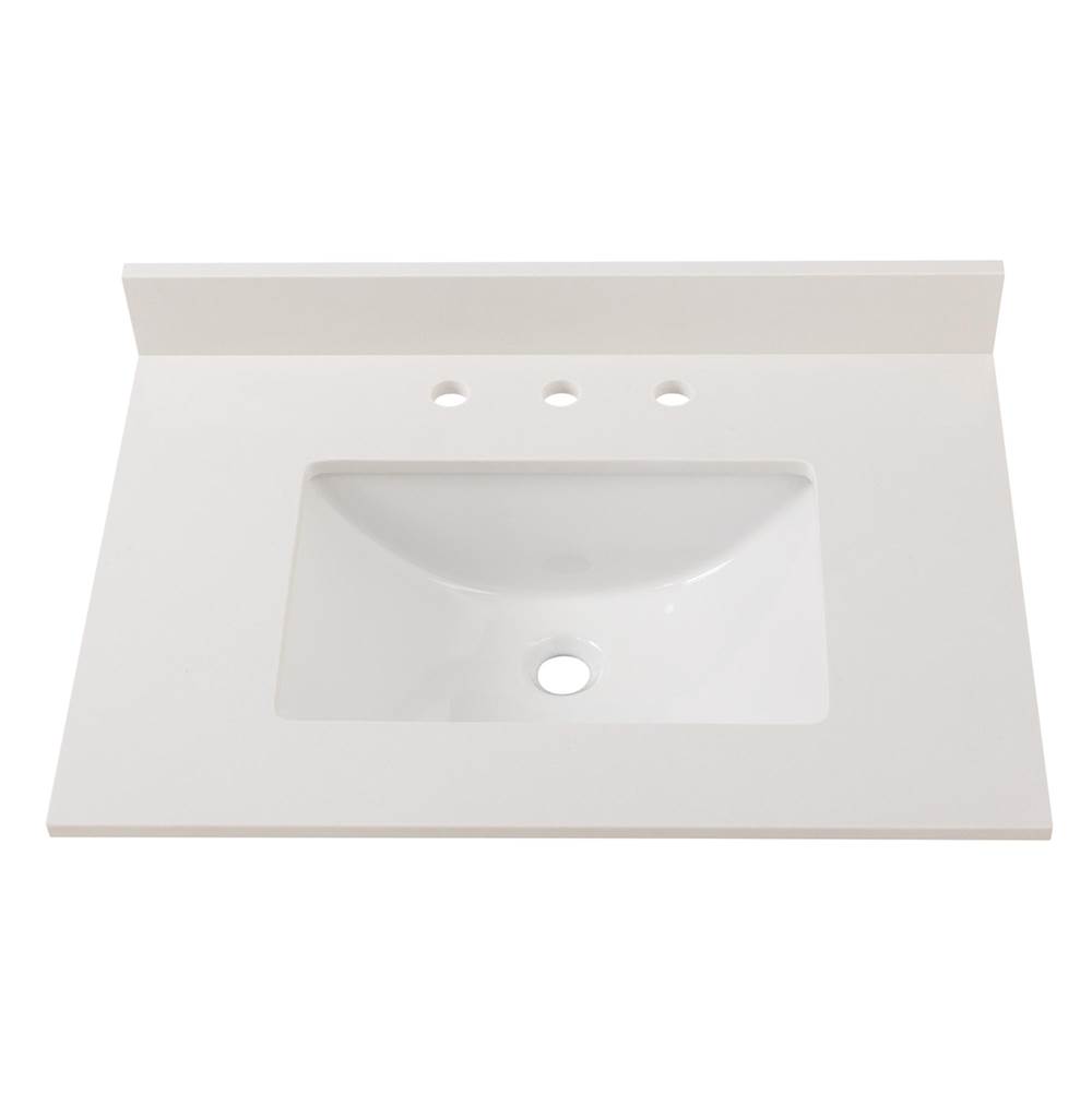 Cahaba Designs 31 in. x 22 in. Winter White Engineered Stone Vanity Top and 8 in. Faucet Spread