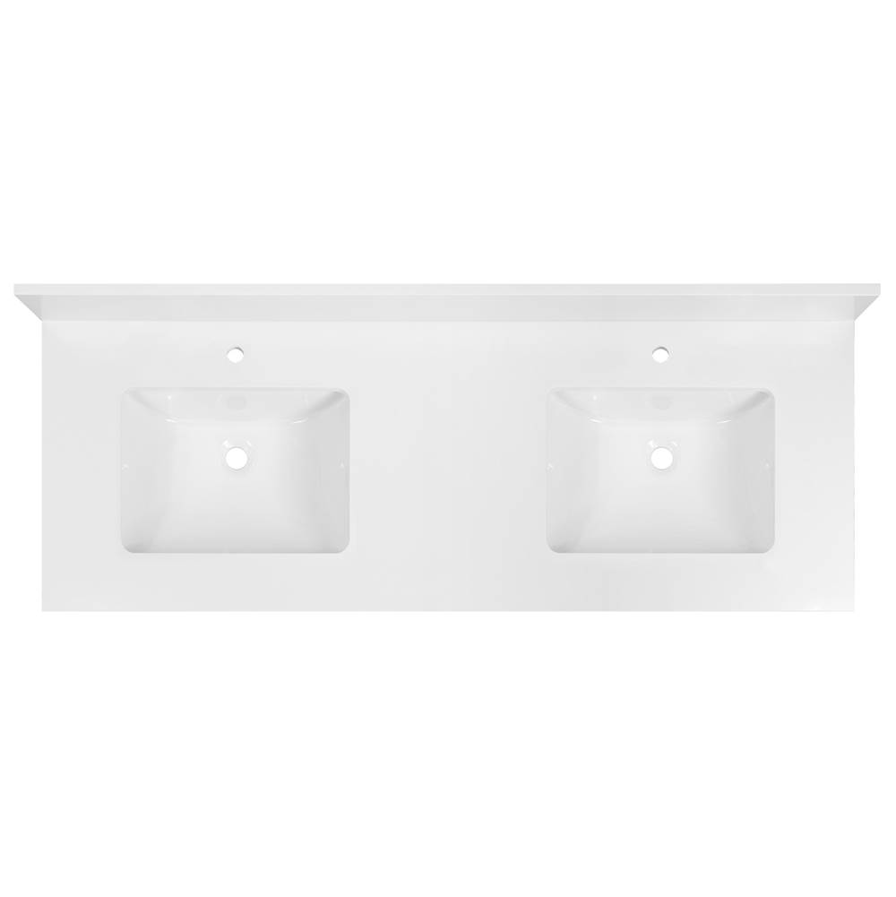 Cahaba Designs 61 in. x 22 in. Morning Frost Quartz Double Vanity Top with Ceramic Basins