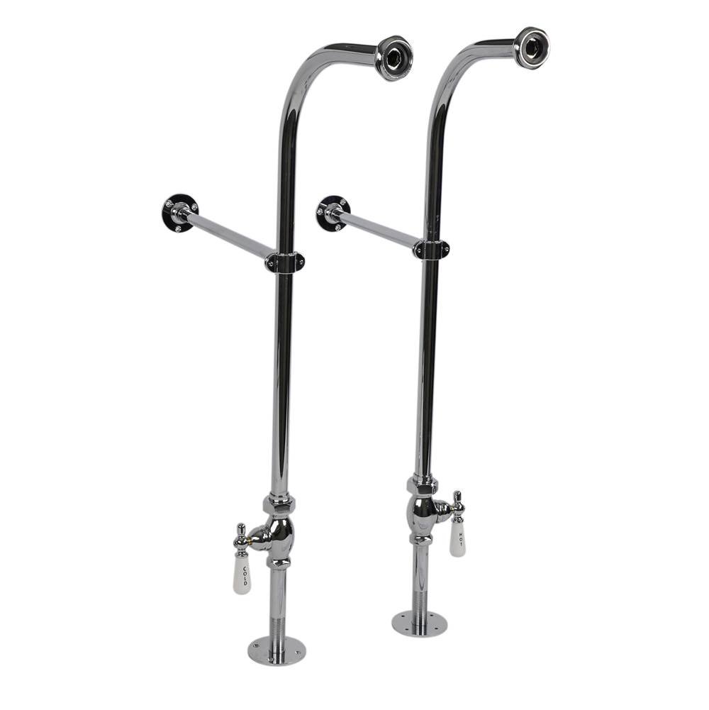 Cahaba Designs Freestanding Bath Supplies with Porcelain Lever Handles in Polished Chrome