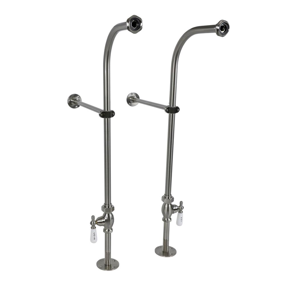 Cahaba Designs Freestanding Bath Supplies with Porcelain Lever Handles in Satin Nickel