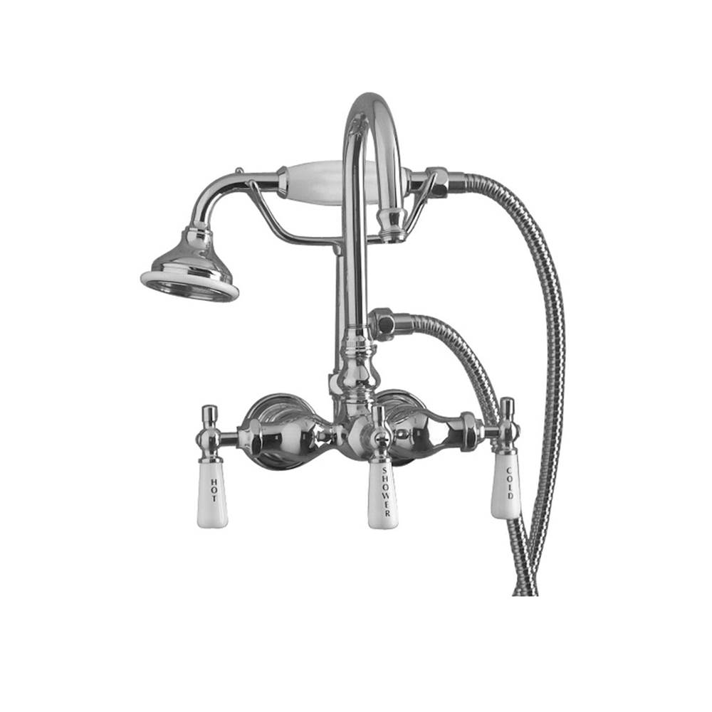Cahaba Designs Gooseneck Tub Wall Mount Faucet with Handshower in Polished Chrome