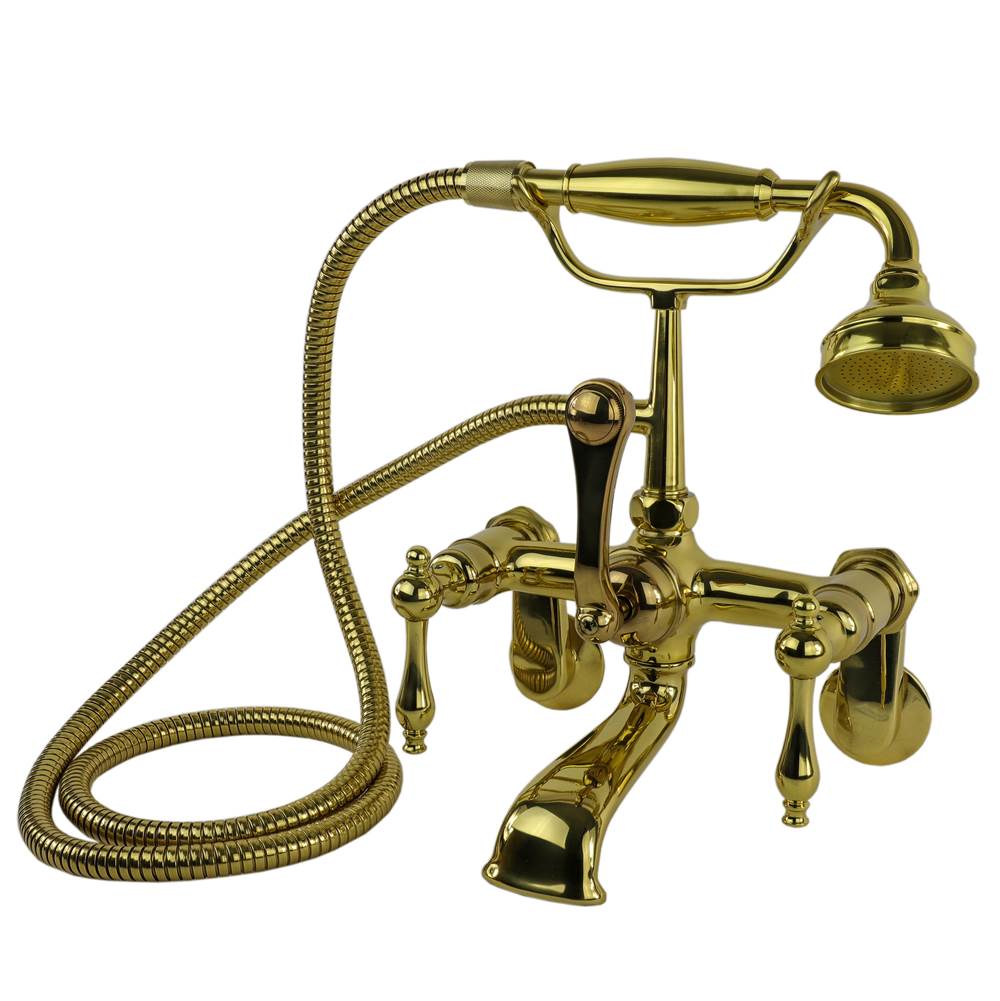 Cahaba Designs Traditional Tub Wall Mount Faucet with Handshower in Polished Brass